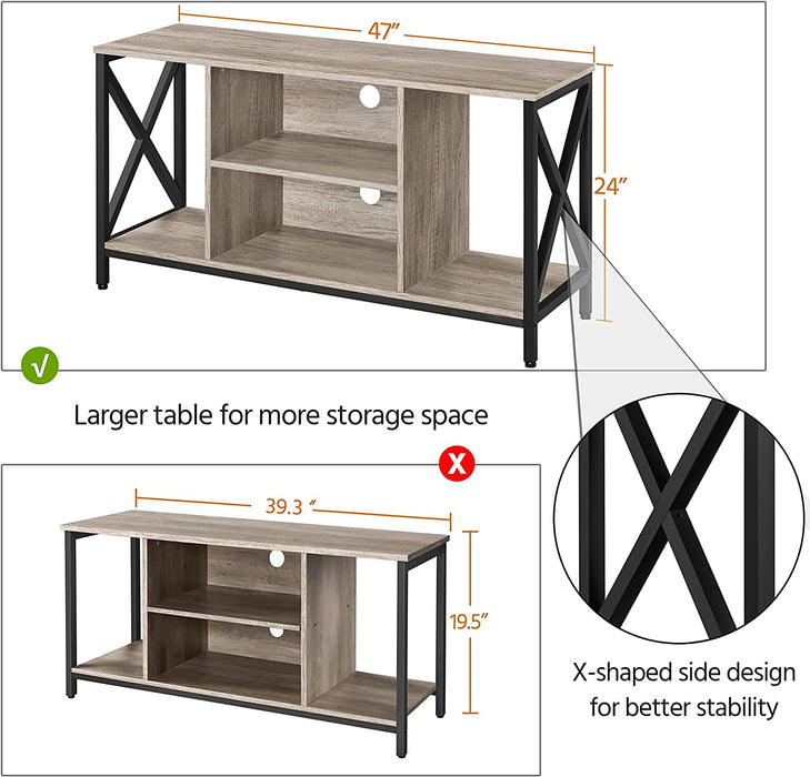 Gray Wood TV Stand for 55 Inch Flat Screen