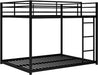 Metal Bunk Bed Full over Full, Ladder, Guard Rails, Black