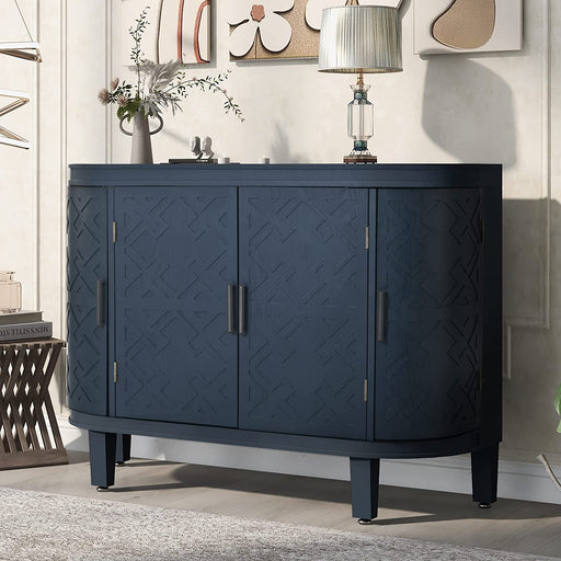 Navy Blue Accent Storage Cabinet with 4 Doors