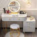 Large Vanity Table Set with Lighted Mirror