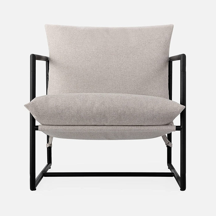 Oatmeal Armchair with Metal Frame and Cushioning