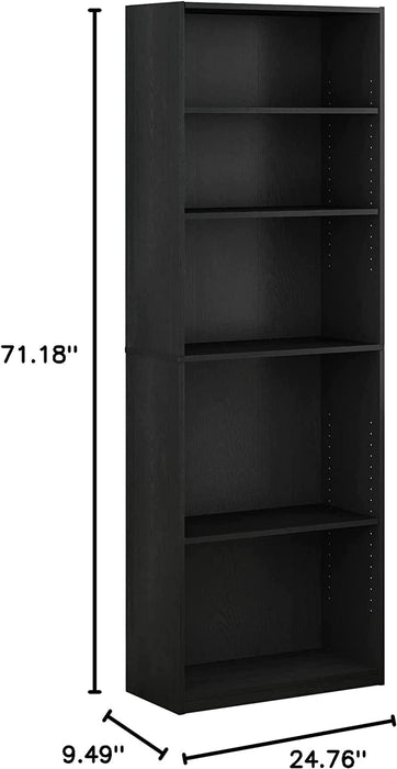 JAYA Black 5-Tier Bookcase for Home