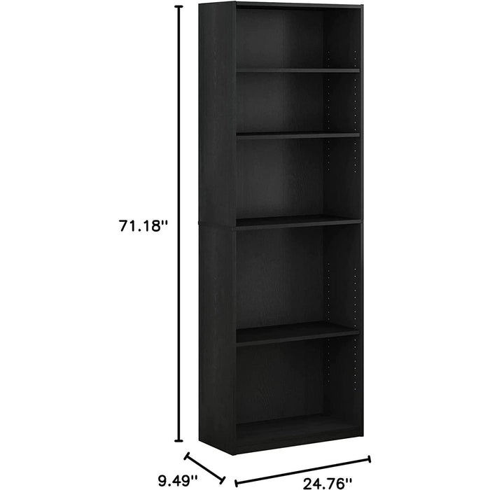 JAYA Black 5-Tier Bookcase for Home