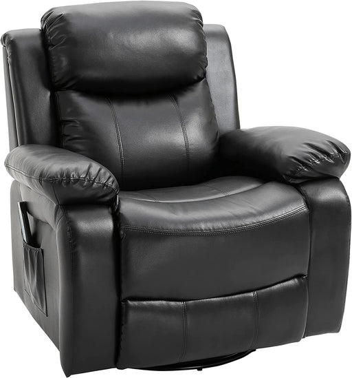 HOMCOM PU Leather Massage Recliner, Swivel Rocker Sofa, Black