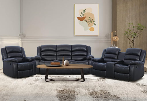 Bonded Leather Recliner Sofa Set with Cup Holders