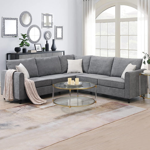 Grey Large L-Shaped Sectional Sofa