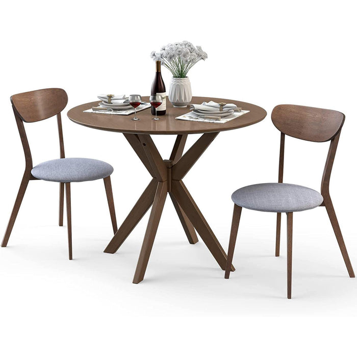 3-Piece Wooden Farmhouse round Table Set with 2 Chairs