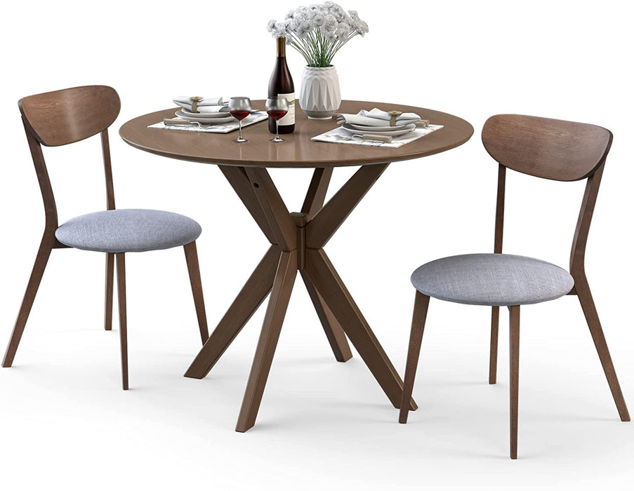 3-Piece Wooden Farmhouse round Table Set with 2 Chairs