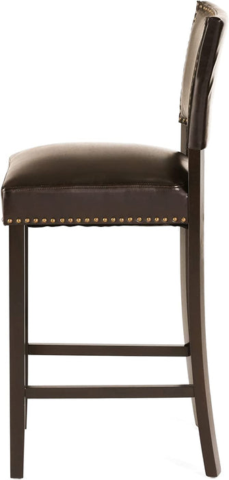 Christopher Knight Home Mayfield Bonded Leather Barstools, Set of 2, Brown