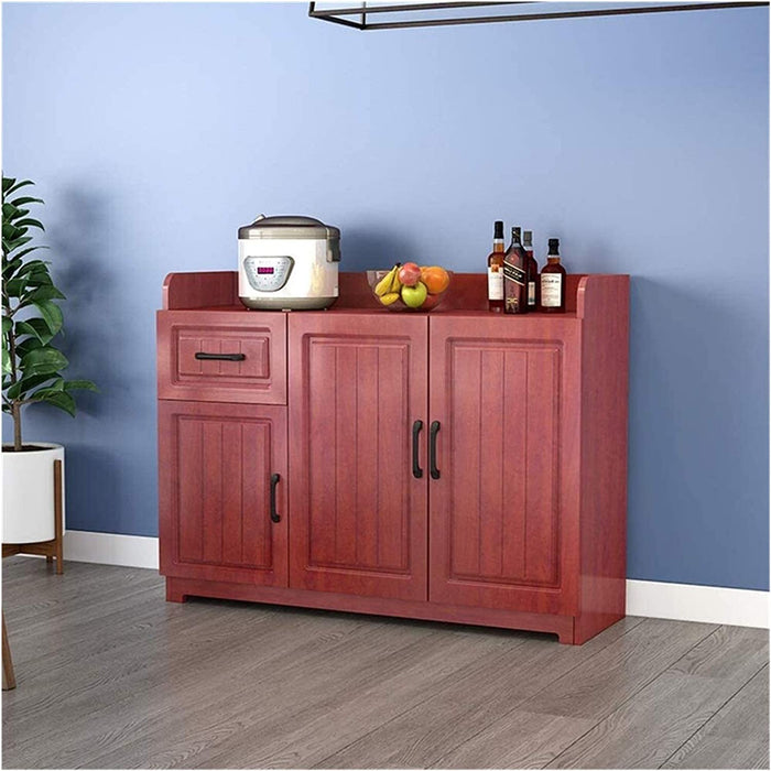 Red Wood Buffet Storage Cabinet