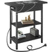 End Table with Charging Station, Flip Top Side Table for Small Spaces, Black
