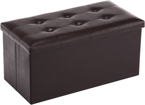 30″ Brown Ottoman Bench with Storage and Padded Seat