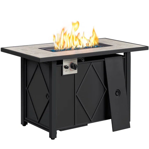 Hounshell 25.5'' H X 43'' W Steel Propane Outdoor Fire Pit Table with Lid