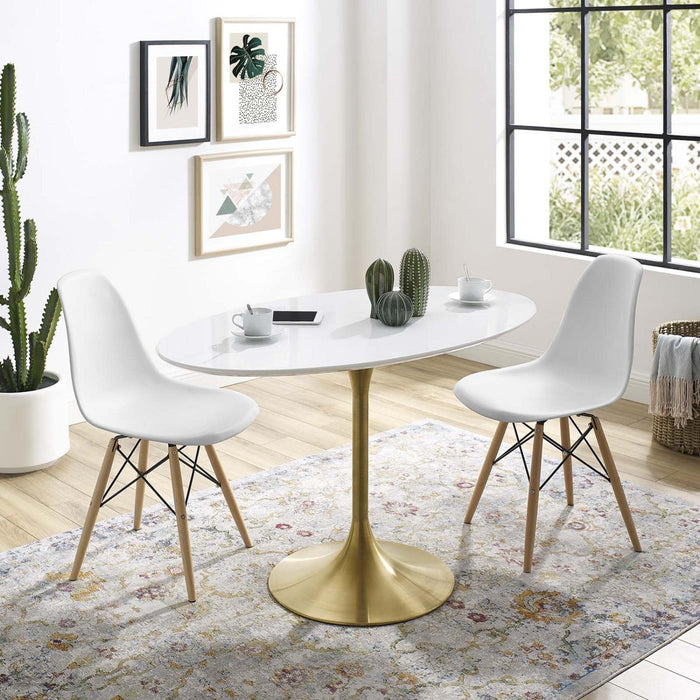 Mid-Century Oval-Shaped Dining Table, 48″