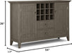 Farmhouse Grey Transitional Sideboard Buffet with Winerack and Storage