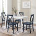 Navy Blue Farmhouse Table and X-Back Chair Dining Set