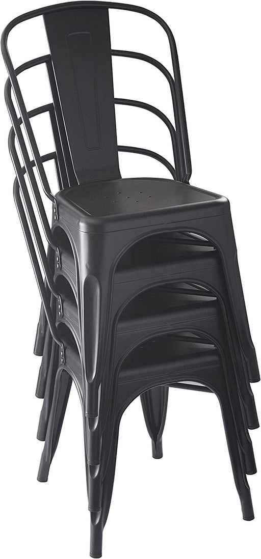 Set of 4 Black Metal Dining Chairs