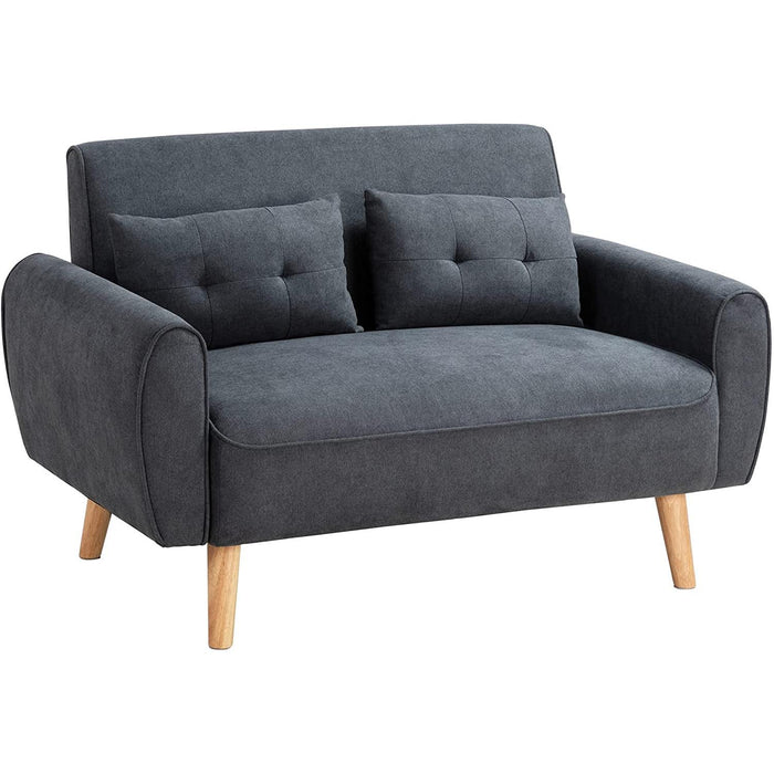 Grid Tufted Loveseat Sofa with Wood Legs (Yellow)