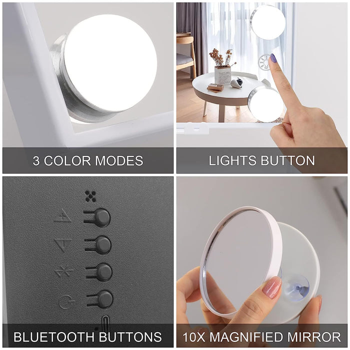 Bluetooth Lighted Vanity Mirror with Wireless Charging