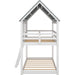 Twin House Bunk Bed with Playhouse, White and Gray