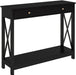 Black Console Table with Drawer and Shelves