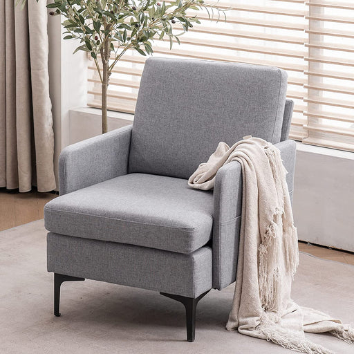 Light Gray Mid-Century Modern Accent Chair