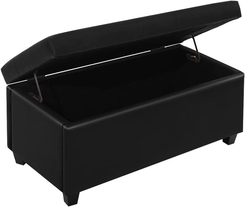 Black Lift-Top Ottoman with Storage and Upholstery