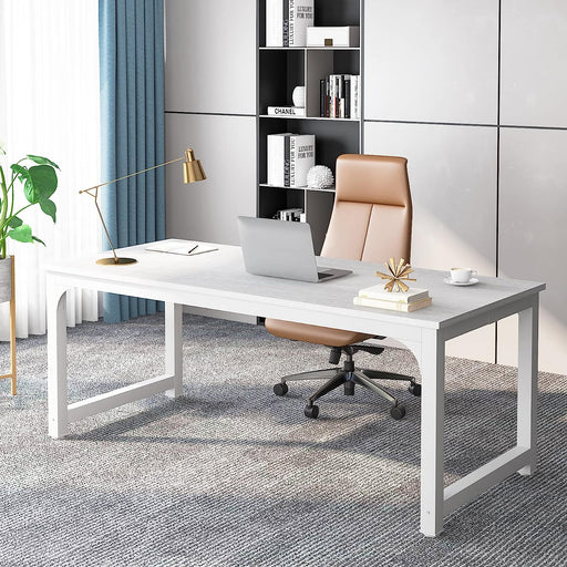 Large Executive White Office Computer Desk