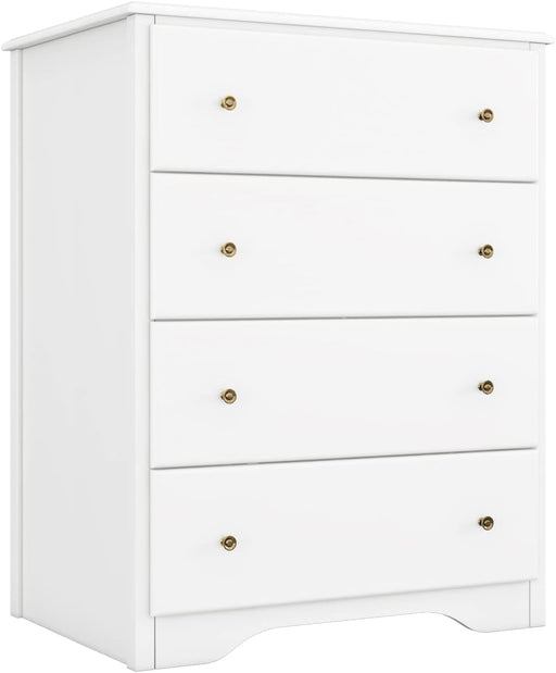 Dresser with 4 Drawers, White, Modern