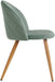 Set of 2 Green Velvet Dining Room Chairs, Metal Legs