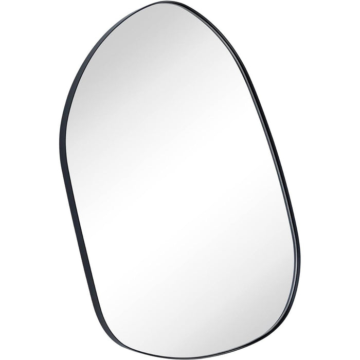 36 x 26 Matte Black Irregular Mirror with Asymmetrical Metal Frame - Stylish Accent Mirror for Bathroom Vanity, Entryway, or Living Room