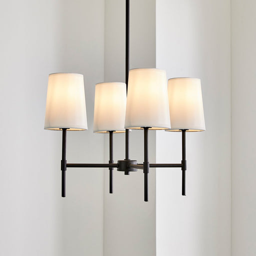 Better Homes & Gardens 4-Light Chandelier Matte Black with White Fabric Shades with Bulbs