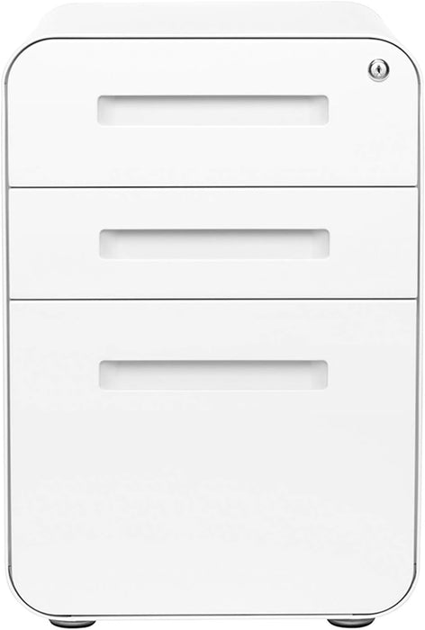 Commercial-Grade White File Cabinet with 3 Drawers