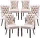 Beige Tufted Velvet Dining Chairs Set of 6