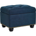 Blue Linen Ottoman with Storage by FHW