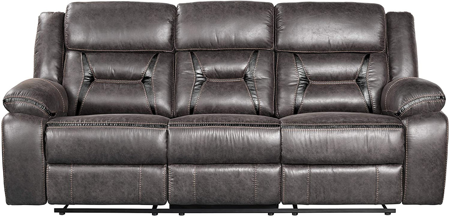 Dark Chesnut Recliner Sofa with Console