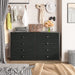 Black Oak 8-Drawer Dresser for TV Stand and Storage