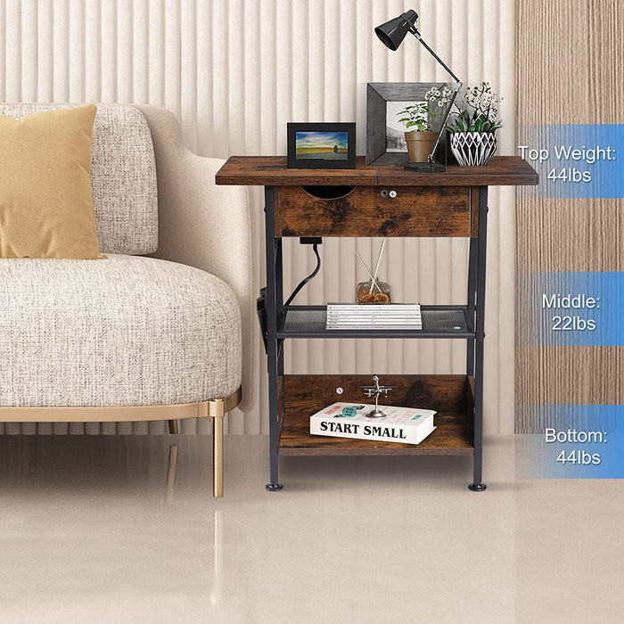 3-Tier End Table with Charging