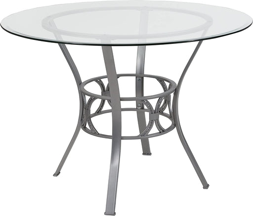 Carlisle Clear/Silver round Glass Dining Table