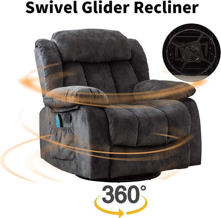 Massage Swivel Rocker Recliner with Heat and Vibration