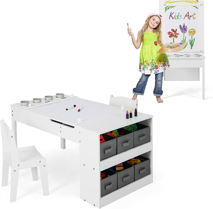 FUFU&GAGA Kids Art Table and Chair Set, 2-in-1 Multi Activity