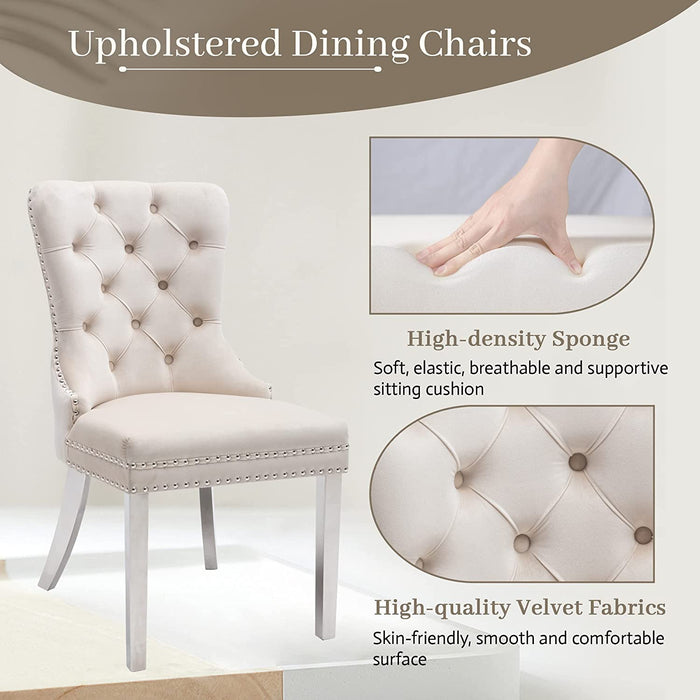 Beige Velvet Dining Room Chairs