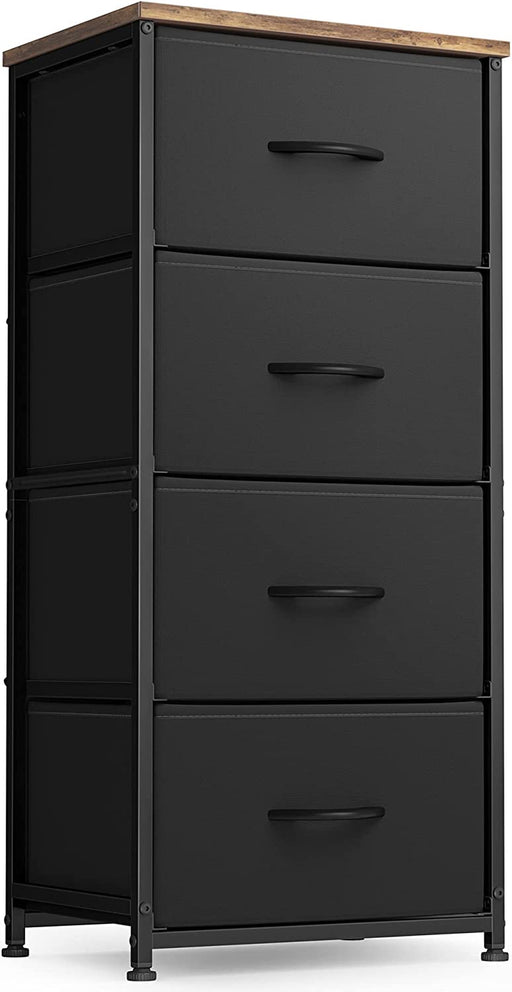 Dark Black 4-Drawer Storage Tower