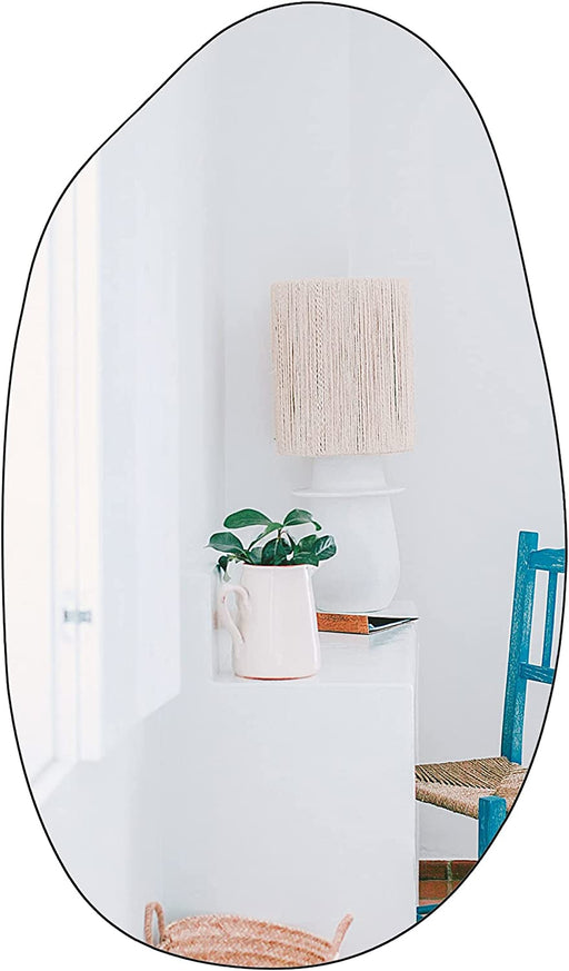 Irregular Wall Mirror Asymmetrical Bathroom Mirror Frameless Mirror for Living Room Entryway Bedroom, 19.5" X 33.5"