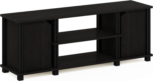 Espresso/Black TV Stand with Shelves and Storage