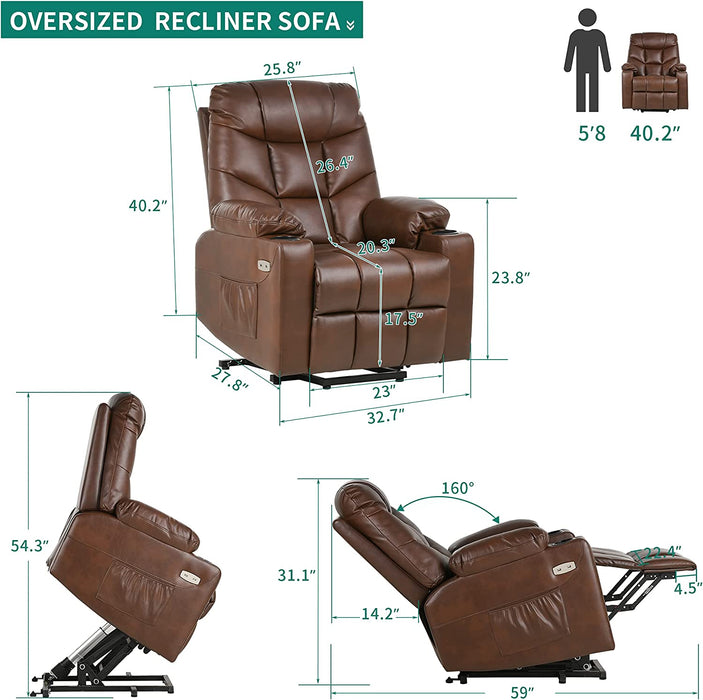 Electric Power Lift Recliner Chair with Massage and Heat