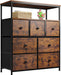 Rustic Brown Wooden Dresser with 7 Drawers and Open Shelves