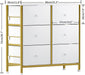 White Small 6-Drawer Dresser with Gold Accents