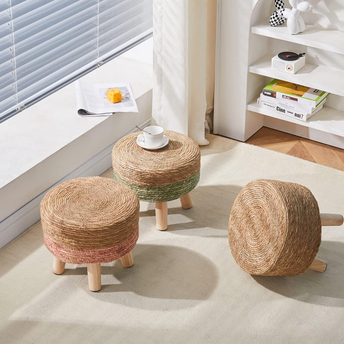 Seagrass Handwoven Foot Stool with Non-Skid Legs