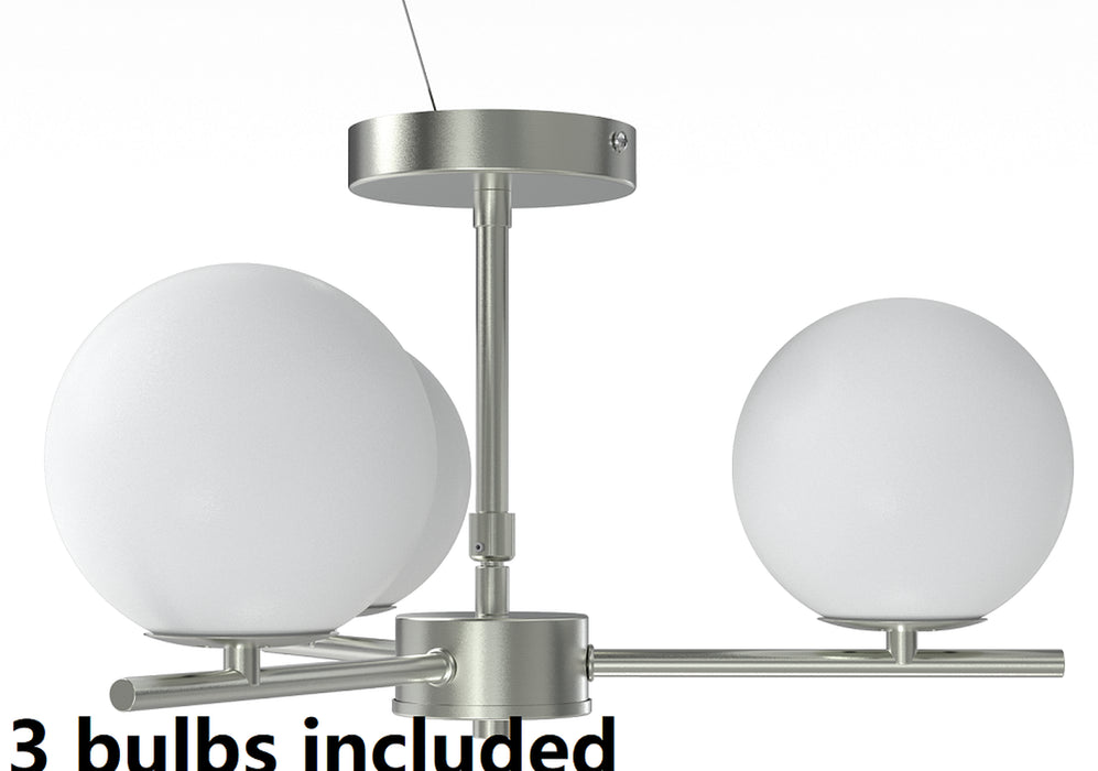 Better Homes & Gardens Three Globe Ceiling Light Satin Nickel 3Pcs T6 Bulbs Included